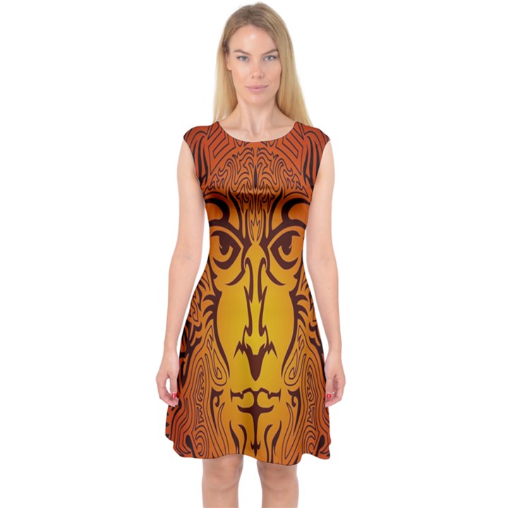 Lion Man Tribal Capsleeve Midi Dress