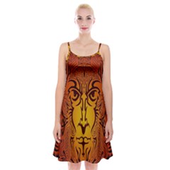 Lion Man Tribal Spaghetti Strap Velvet Dress by BangZart