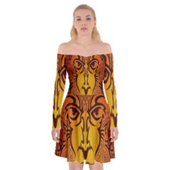 Lion Man Tribal Off Shoulder Skater Dress by BangZart