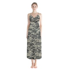 Us Army Digital Camouflage Pattern Button Up Chiffon Maxi Dress by BangZart