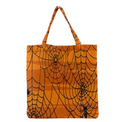 Vector Seamless Pattern With Spider Web On Orange Grocery Tote Bag by BangZart