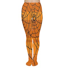 Vector Seamless Pattern With Spider Web On Orange Women s Tights by BangZart