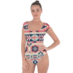 Aztec Pattern Copy Short Sleeve Leotard  by BangZart