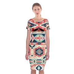 Aztec Pattern Copy Classic Short Sleeve Midi Dress by BangZart