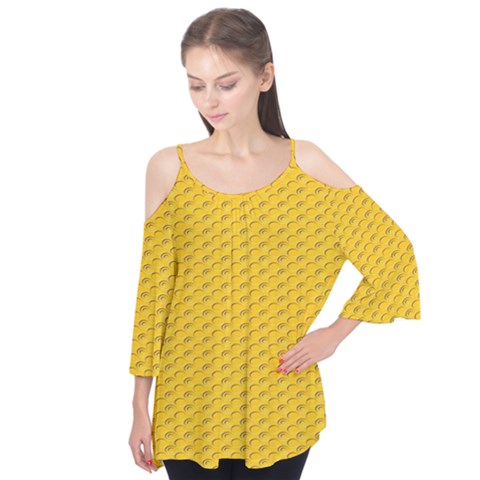 Yellow Dots Pattern Flutter Tees by BangZart