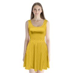 Yellow Dots Pattern Split Back Mini Dress  by BangZart