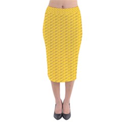 Yellow Dots Pattern Velvet Midi Pencil Skirt by BangZart