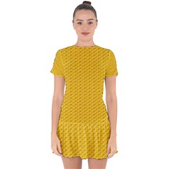 Yellow Dots Pattern Drop Hem Mini Chiffon Dress by BangZart