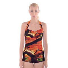 Maple Tree Nice Boyleg Halter Swimsuit  by BangZart