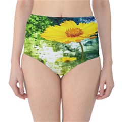 Yellow Flowers High-waist Bikini Bottoms by BangZart