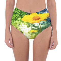 Yellow Flowers Reversible High-waist Bikini Bottoms