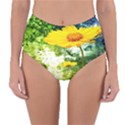 Yellow Flowers Reversible High-Waist Bikini Bottoms View1