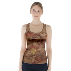 Brown Texture Racer Back Sports Top