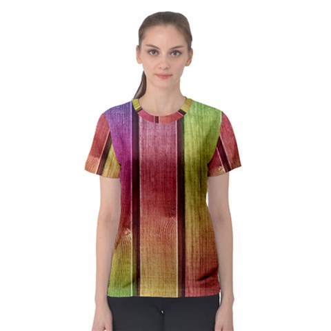 Colourful Wood Painting Women s Sport Mesh Tee by BangZart