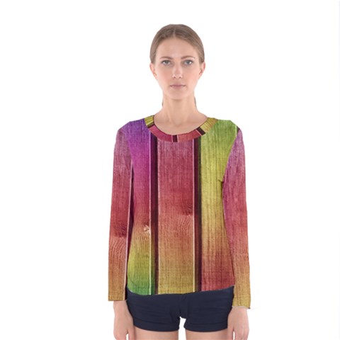 Colourful Wood Painting Women s Long Sleeve Tee by BangZart