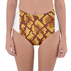 Snake Skin Pattern Vector Reversible High-waist Bikini Bottoms by BangZart