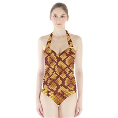 Snake Skin Pattern Vector Halter Swimsuit by BangZart