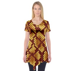 Snake Skin Pattern Vector Short Sleeve Tunic  by BangZart