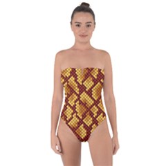 Snake Skin Pattern Vector Tie Back One Piece Swimsuit by BangZart