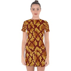 Snake Skin Pattern Vector Drop Hem Mini Chiffon Dress