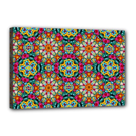 Jewel Tiles Kaleidoscope Canvas 18  X 12  by WolfepawFractals