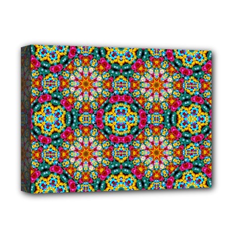 Jewel Tiles Kaleidoscope Deluxe Canvas 16  X 12   by WolfepawFractals