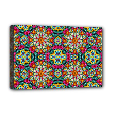 Jewel Tiles Kaleidoscope Deluxe Canvas 18  X 12   by WolfepawFractals