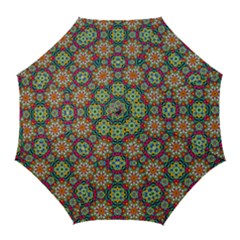 Jewel Tiles Kaleidoscope Golf Umbrellas by WolfepawFractals