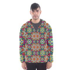 Jewel Tiles Kaleidoscope Hooded Wind Breaker (men) by WolfepawFractals