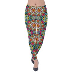 Jewel Tiles Kaleidoscope Velvet Leggings by WolfepawFractals