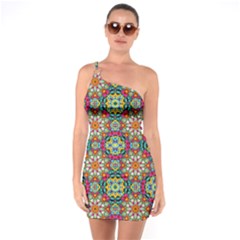 Jewel Tiles Kaleidoscope One Soulder Bodycon Dress by WolfepawFractals