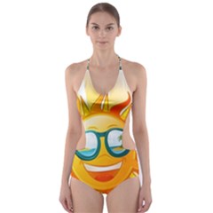 Cartoon Sun Cut-Out One Piece Swimsuit