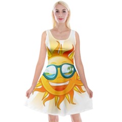 Cartoon Sun Reversible Velvet Sleeveless Dress