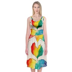 Pride Love Midi Sleeveless Dress by LimeGreenFlamingo