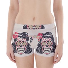 Woman Sugar Skull Boyleg Bikini Wrap Bottoms by LimeGreenFlamingo