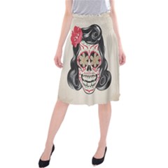 Woman Sugar Skull Midi Beach Skirt