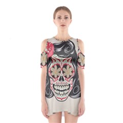 Woman Sugar Skull Shoulder Cutout One Piece by LimeGreenFlamingo