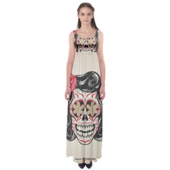 Woman Sugar Skull Empire Waist Maxi Dress by LimeGreenFlamingo