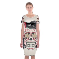 Woman Sugar Skull Classic Short Sleeve Midi Dress