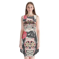 Woman Sugar Skull Sleeveless Chiffon Dress  