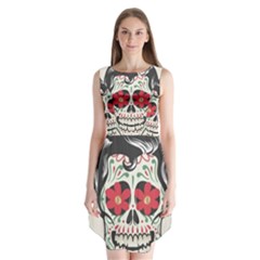 Man Sugar Skull Sleeveless Chiffon Dress   by LimeGreenFlamingo