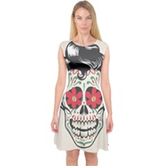 Man Sugar Skull Capsleeve Midi Dress by LimeGreenFlamingo