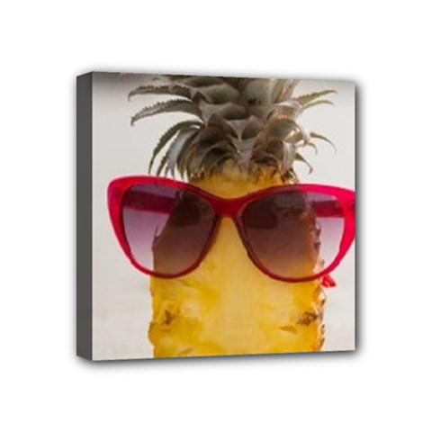 Pineapple With Sunglasses Mini Canvas 4  X 4  by LimeGreenFlamingo