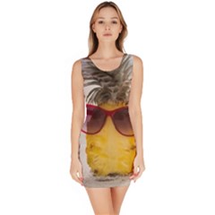 Pineapple With Sunglasses Sleeveless Bodycon Dress by LimeGreenFlamingo