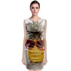 Pineapple With Sunglasses Sleeveless Velvet Midi Dress by LimeGreenFlamingo