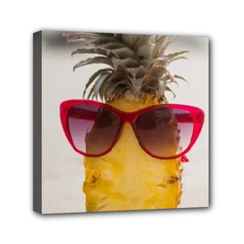 Pineapple With Sunglasses Mini Canvas 6  X 6  by LimeGreenFlamingo