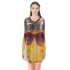 Pineapple With Sunglasses Flare Dress by LimeGreenFlamingo