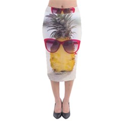 Pineapple With Sunglasses Velvet Midi Pencil Skirt