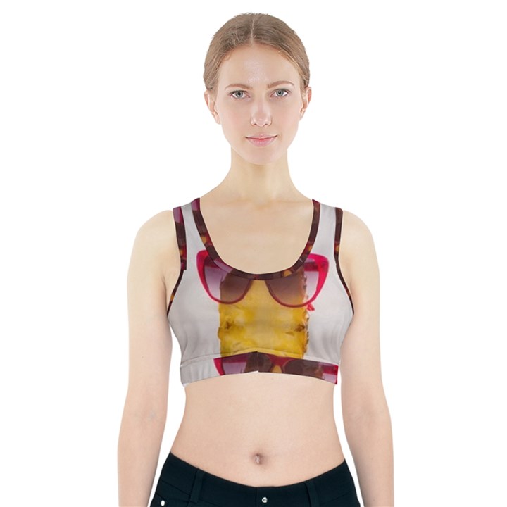 Pineapple With Sunglasses Sports Bra With Pocket