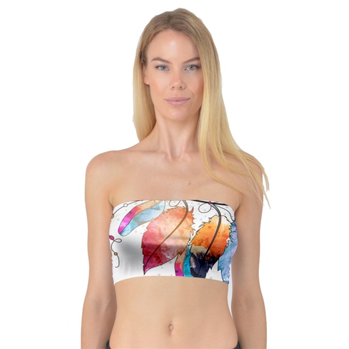 Watercolor Feathers Bandeau Top